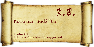 Kolozsi Beáta névjegykártya